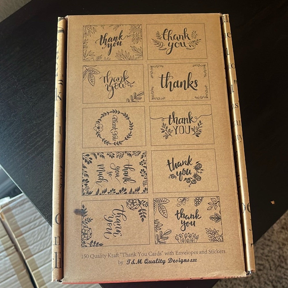 Full box of thank you cards